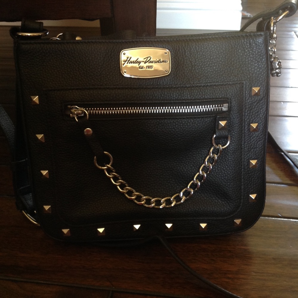 Harley Davidson black leather bag. New w/out tag